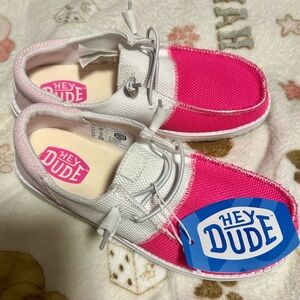 Hey Dude Pink and White Slip-On Sneakers